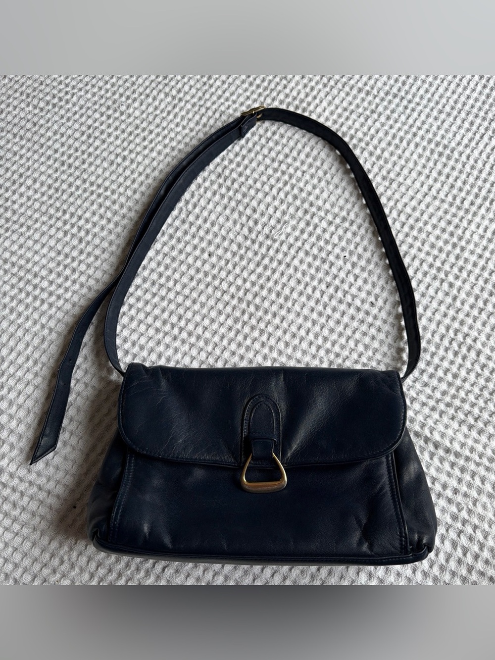 Vintage Navy Blue Flap Shoulder Bag